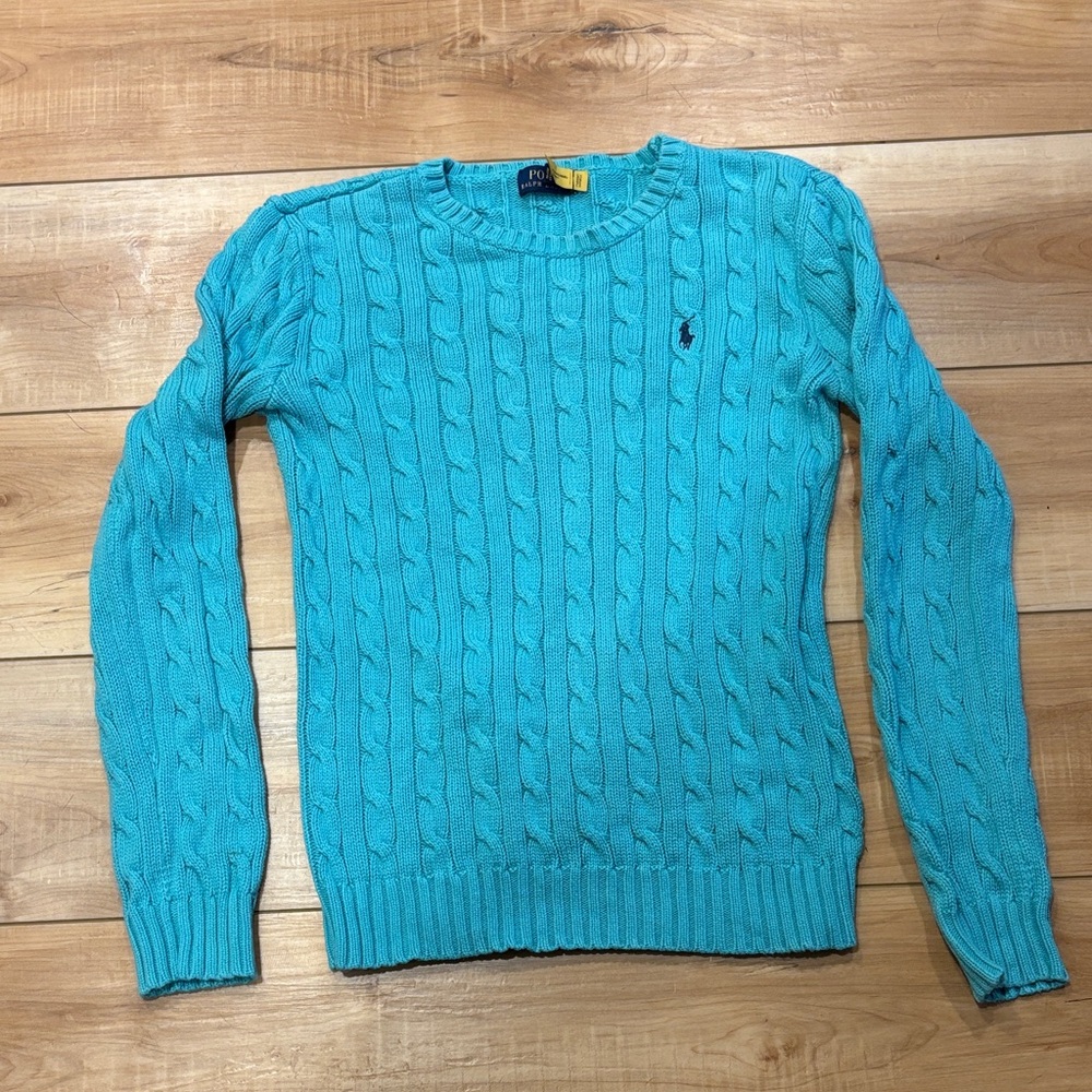 Ralph Lauren Aqua Cable Knit Sweater